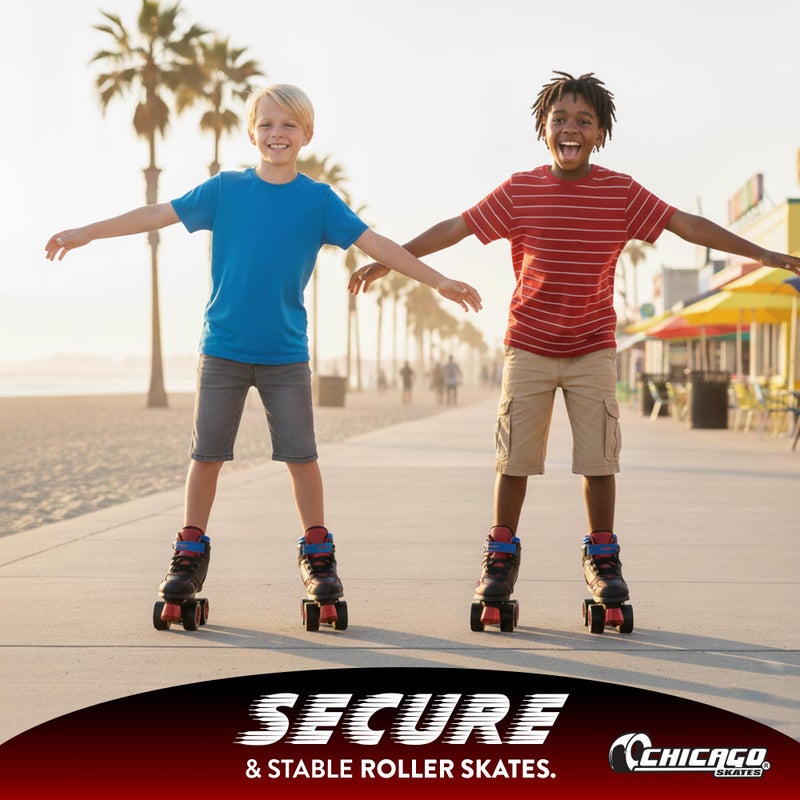 Chicago Skates Sidewalk Roller Skates â€“ Durable, Top Performance Indoor/Outdoor Use Skate Shoes for Girls & Boys, High-Top Boot Safety Youth Quad Skates, 60mm PU Wheels, Adjustable Chassis & Trucks - Image 5